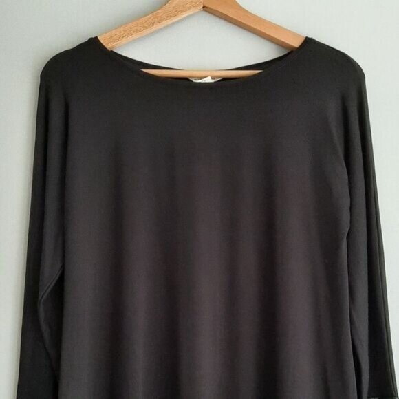 CLUB MONACO / Mixed Media Faux Leather Sleeve End Panels Top Black Sz S - Picture 2 of 11